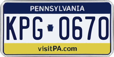 PA license plate KPG0670