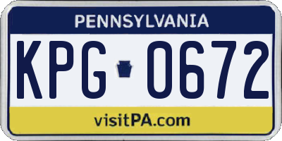 PA license plate KPG0672