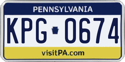 PA license plate KPG0674