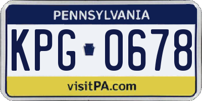 PA license plate KPG0678