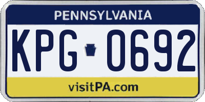 PA license plate KPG0692