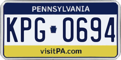 PA license plate KPG0694