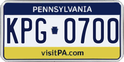 PA license plate KPG0700