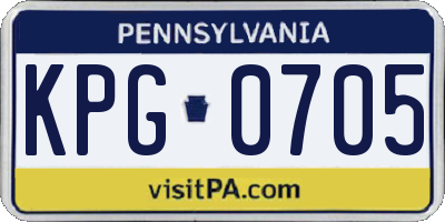 PA license plate KPG0705