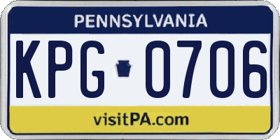 PA license plate KPG0706