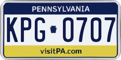 PA license plate KPG0707