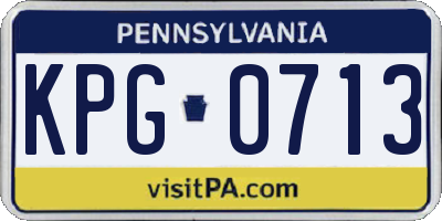 PA license plate KPG0713