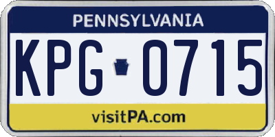 PA license plate KPG0715