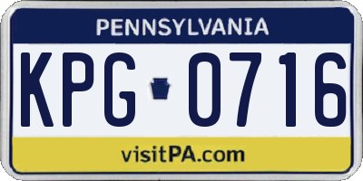 PA license plate KPG0716
