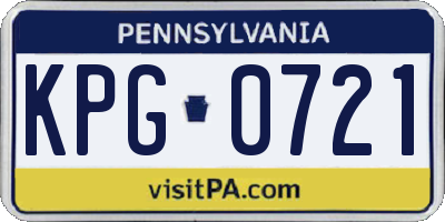 PA license plate KPG0721