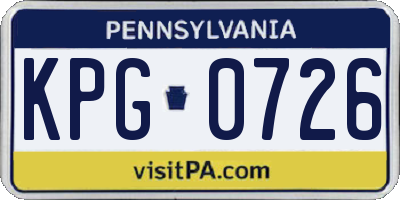 PA license plate KPG0726