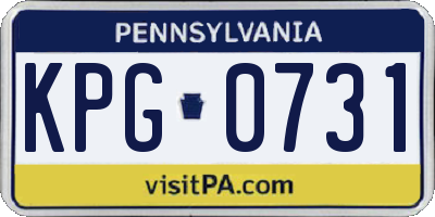 PA license plate KPG0731