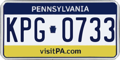 PA license plate KPG0733