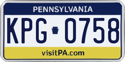PA license plate KPG0758
