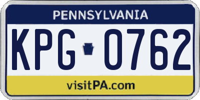 PA license plate KPG0762