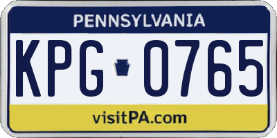 PA license plate KPG0765