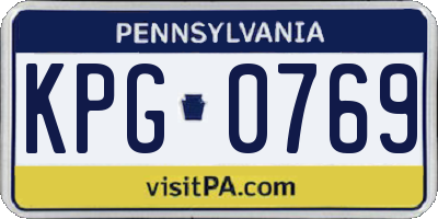 PA license plate KPG0769
