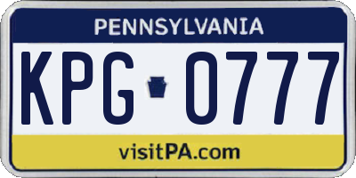 PA license plate KPG0777