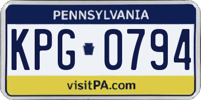 PA license plate KPG0794