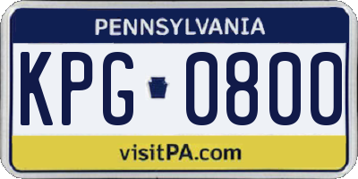 PA license plate KPG0800