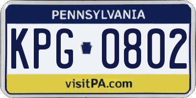 PA license plate KPG0802