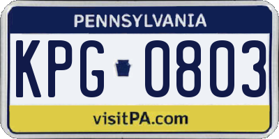 PA license plate KPG0803