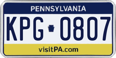 PA license plate KPG0807