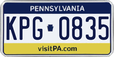 PA license plate KPG0835