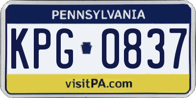PA license plate KPG0837