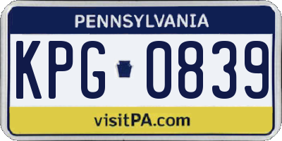 PA license plate KPG0839