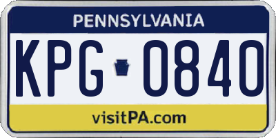 PA license plate KPG0840
