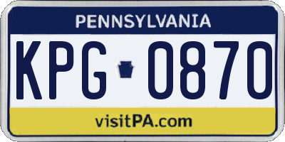 PA license plate KPG0870