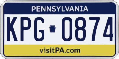 PA license plate KPG0874