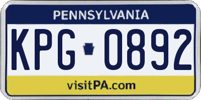 PA license plate KPG0892