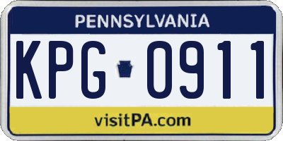 PA license plate KPG0911