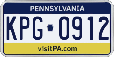PA license plate KPG0912