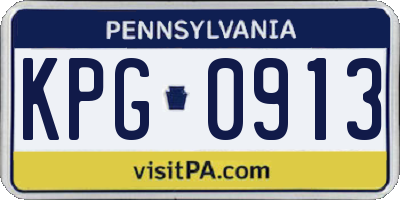 PA license plate KPG0913