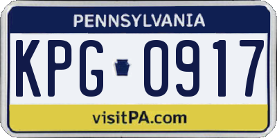 PA license plate KPG0917