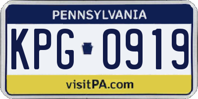 PA license plate KPG0919