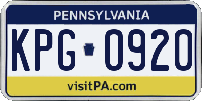 PA license plate KPG0920