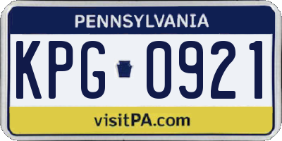 PA license plate KPG0921