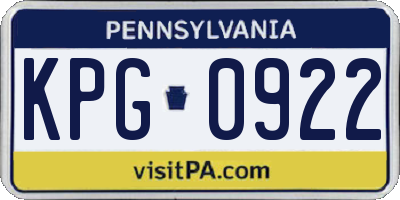 PA license plate KPG0922