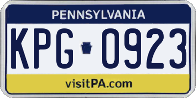 PA license plate KPG0923