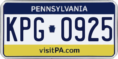 PA license plate KPG0925