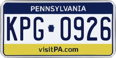 PA license plate KPG0926