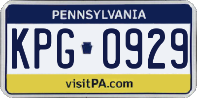 PA license plate KPG0929