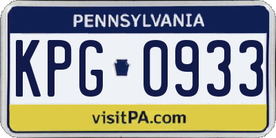 PA license plate KPG0933