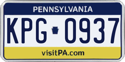 PA license plate KPG0937