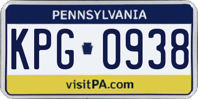 PA license plate KPG0938