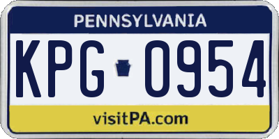 PA license plate KPG0954